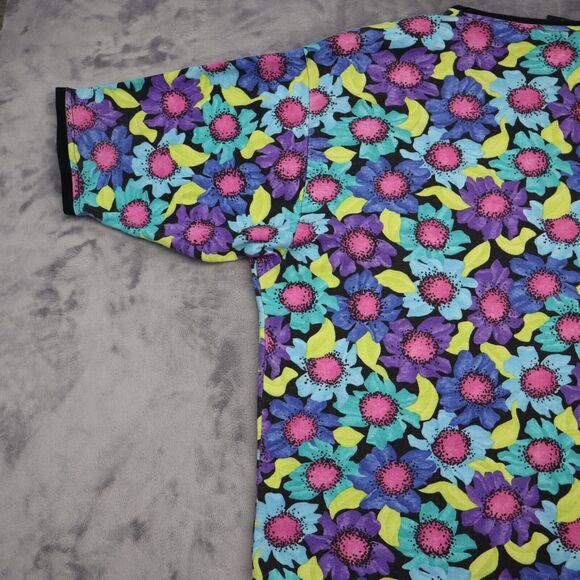 Lee Shirt Womens 2XL Multicolor Floral Short Sleeve Round Neck Casual Outwear - Picture 14 of 16